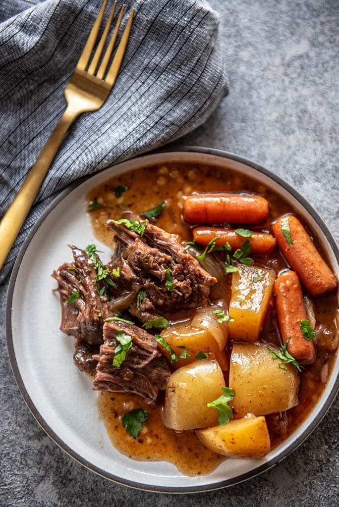 Slow Cooker Sunday Dinner Pot Roast and Gravy Recipe